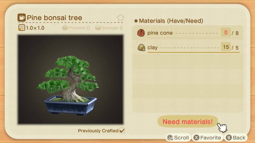 animal crossing new horizons pine bonsai tree