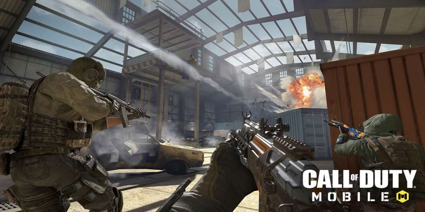 call of duty mobile player holding assault rifle, ghost on left