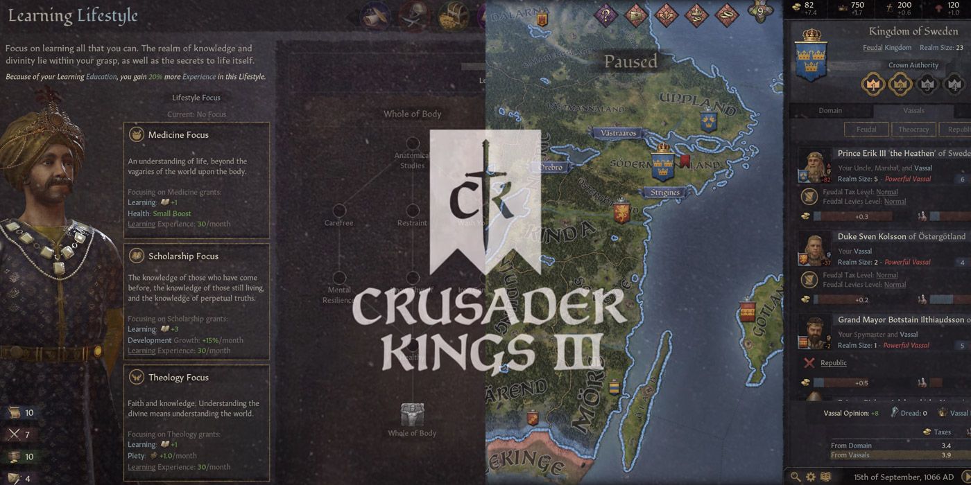 Crusader Kings 3 menu and logo