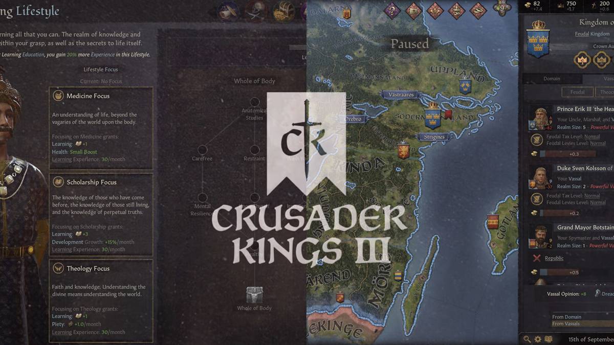 Crusader Kings 3 menu and logo