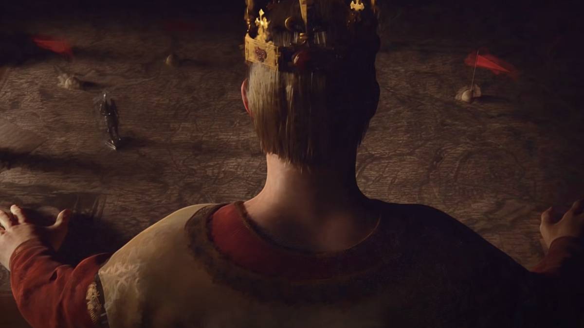 King standing at war table