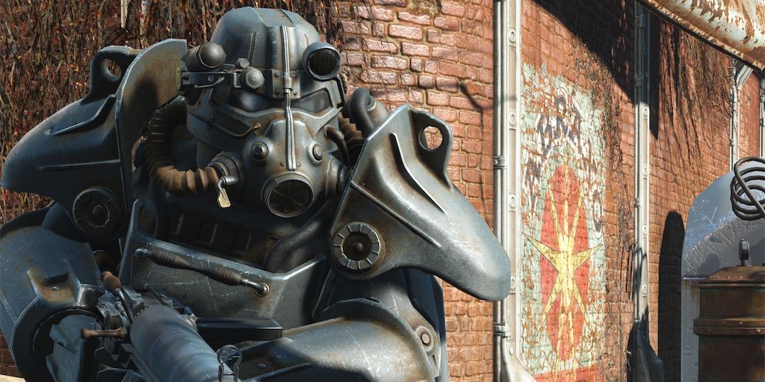 Fallout 4 Power Armor And Assault Rifle.