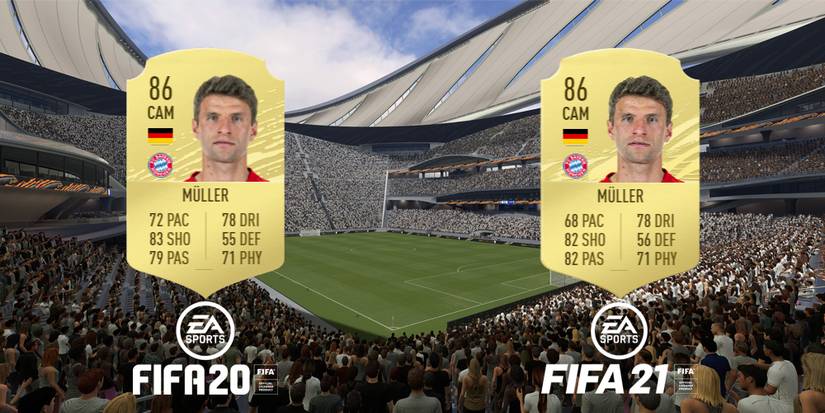 Thomas Muller ratings comparison (FIFA 20 and FIFA 21)