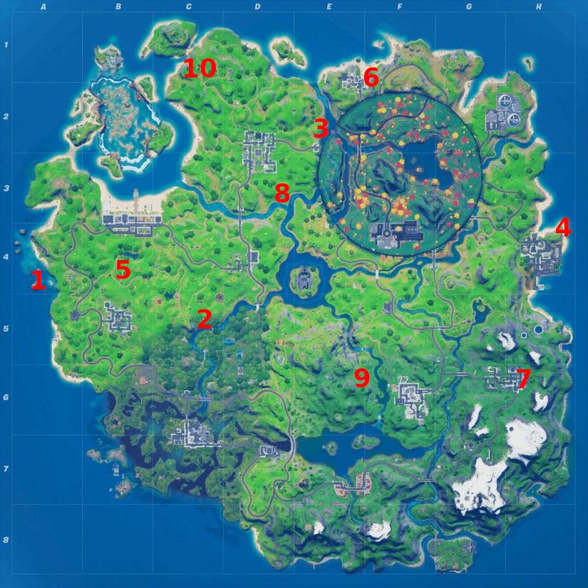 Xp Coin Map Week 5 All Fortnite Season 4 Week 5 XP Coin Locations