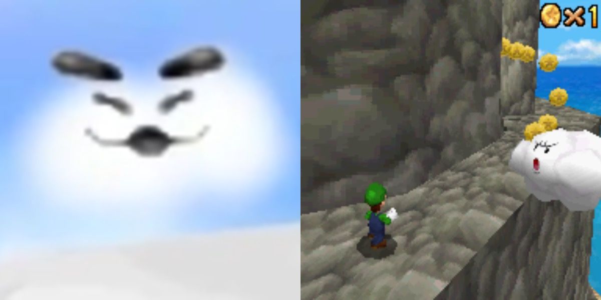 clouds in Mario 64 called "flooshes" that blow Mario off cliffs