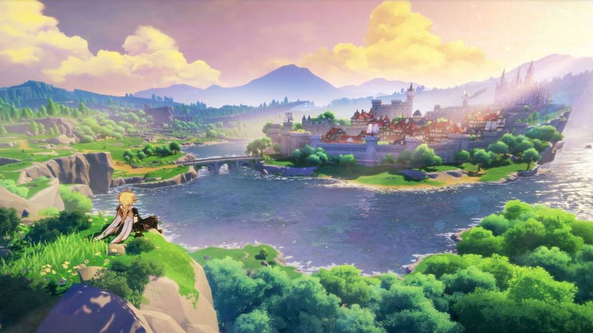 Genshin Impact staring at castle
