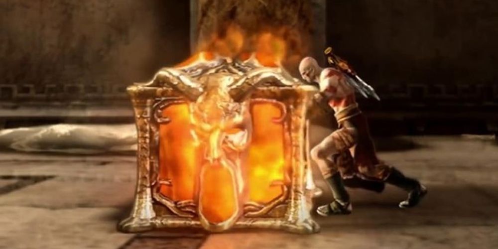 Kratos opening Pandora's Box in God of War