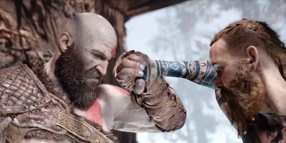 Baldur visits Kratos' home in God of War