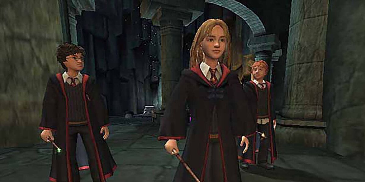 Harry, Ron and Hermione in the game Harry Potter and the Prisoner of Azkaban