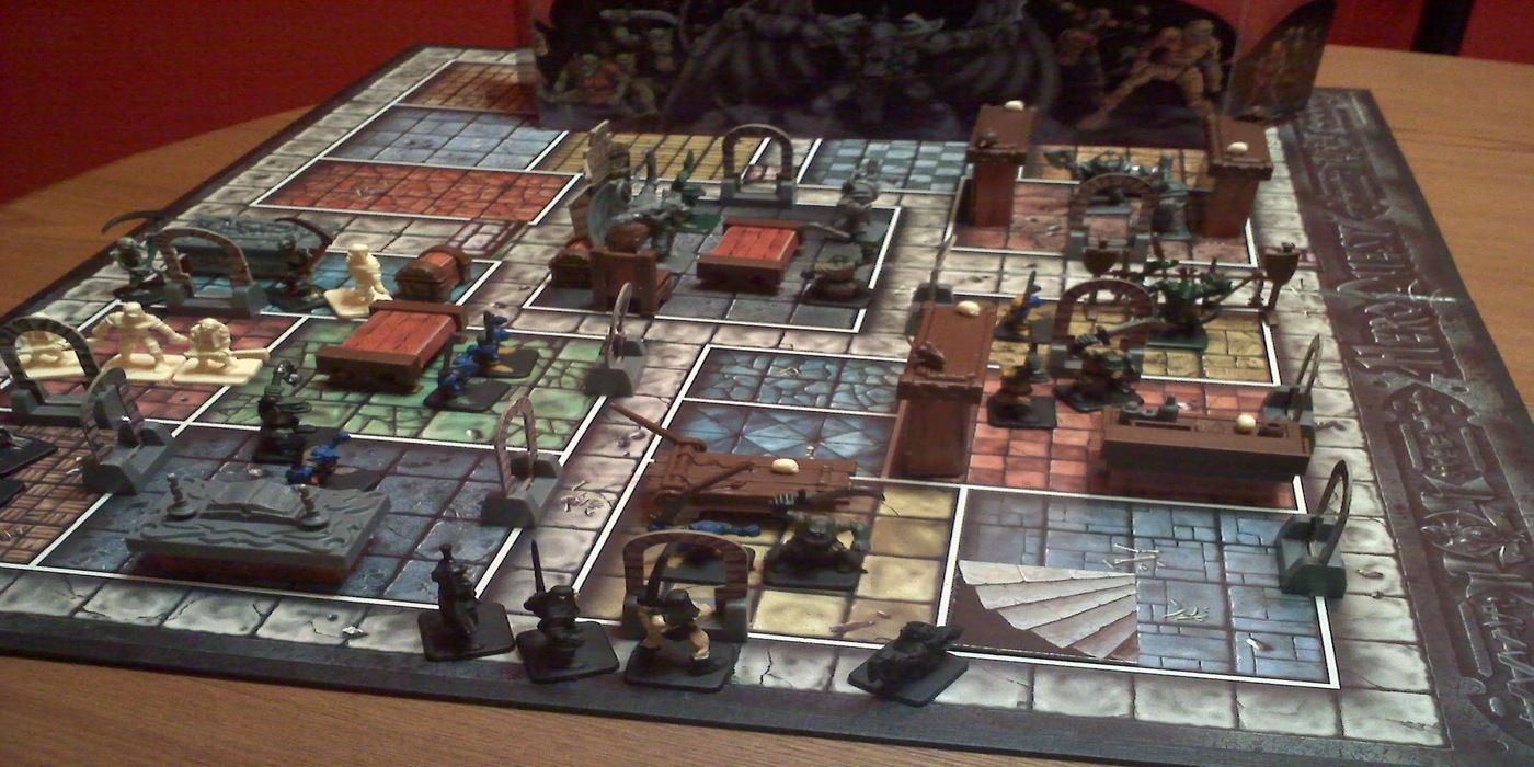 The board game HeroQuest midway through a play session