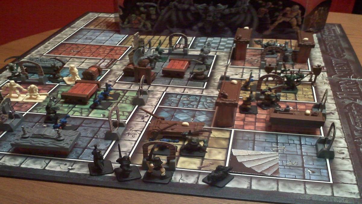 The board game HeroQuest midway through a play session