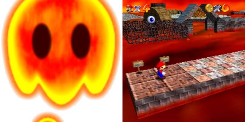 lava bubble creatures that attack from the lava in Mario 64