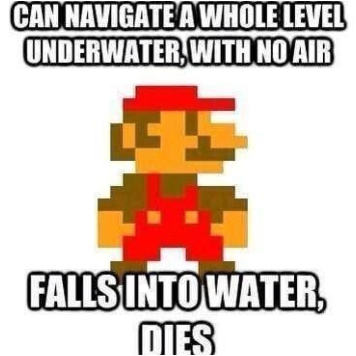 Mario falls in to water meme