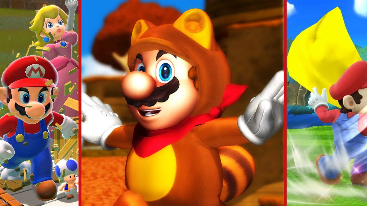 Mega Mario, Tanooki Mario and Cape Mario