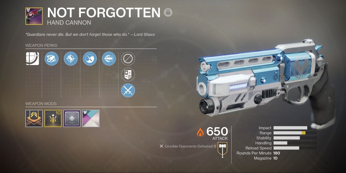 Destiny Weapon -Not Forgotten
