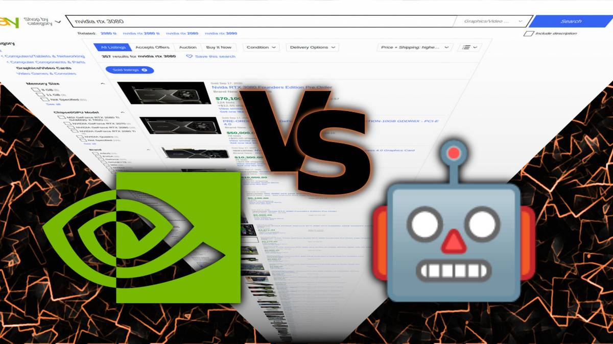 Bots are reselling Nvidia's RTX-3080 cards on eBay for $70k or more.