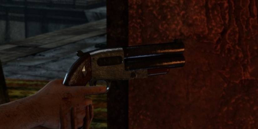 Pistole in Uncharted closeup shot
