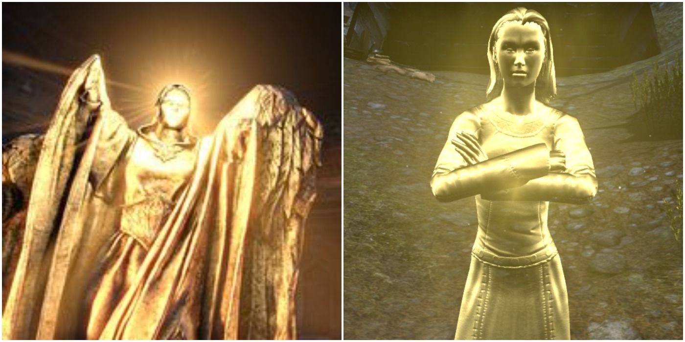 Joined Photo of Meridia, statue and in person