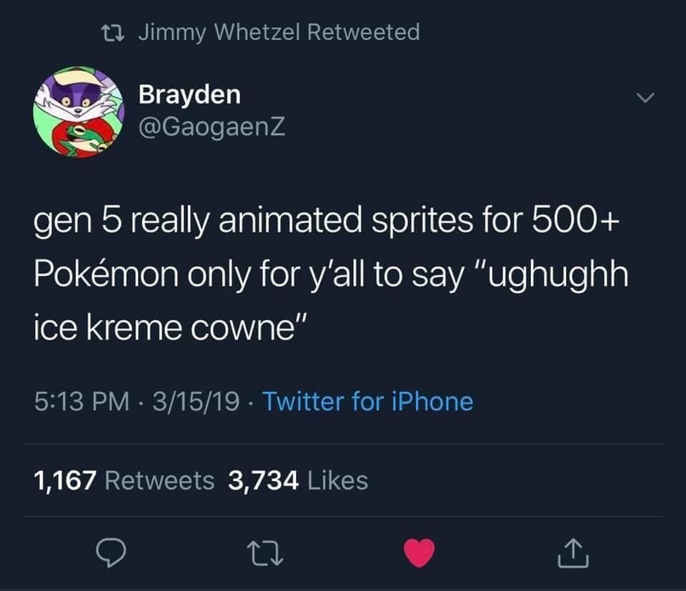 tweet about pokemon gen 5's better animations