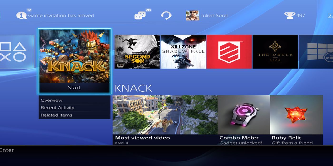 ui for the playstation 4