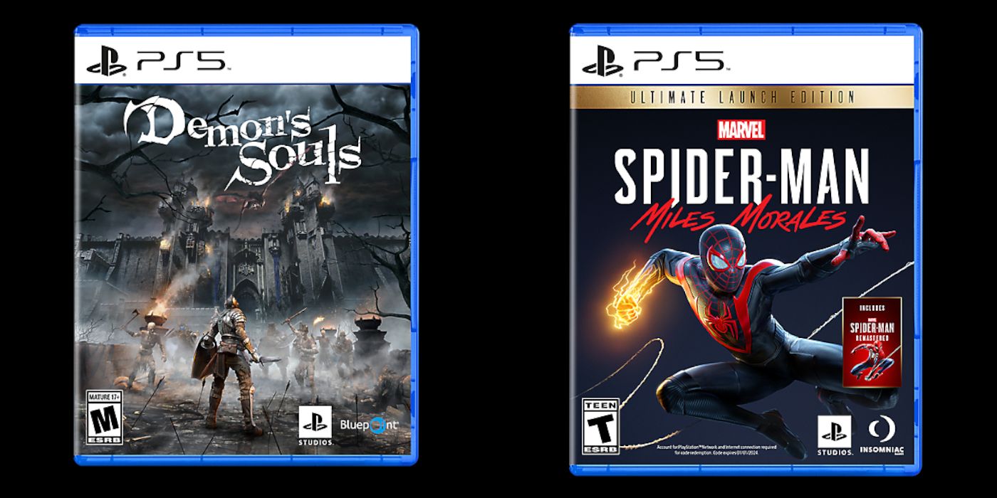 demon's souls and spider-man: Miles morales box art ps5
