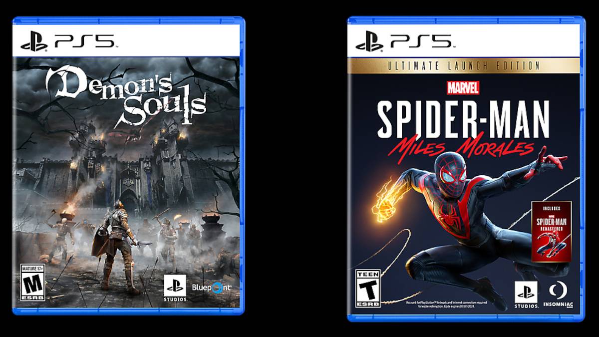 demon's souls and spider-man: Miles morales box art ps5