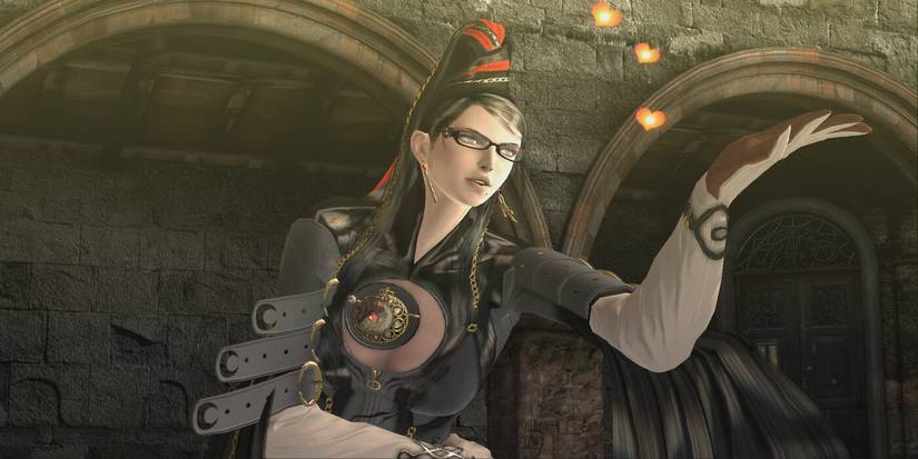 Bayonetta, sitting, speaking