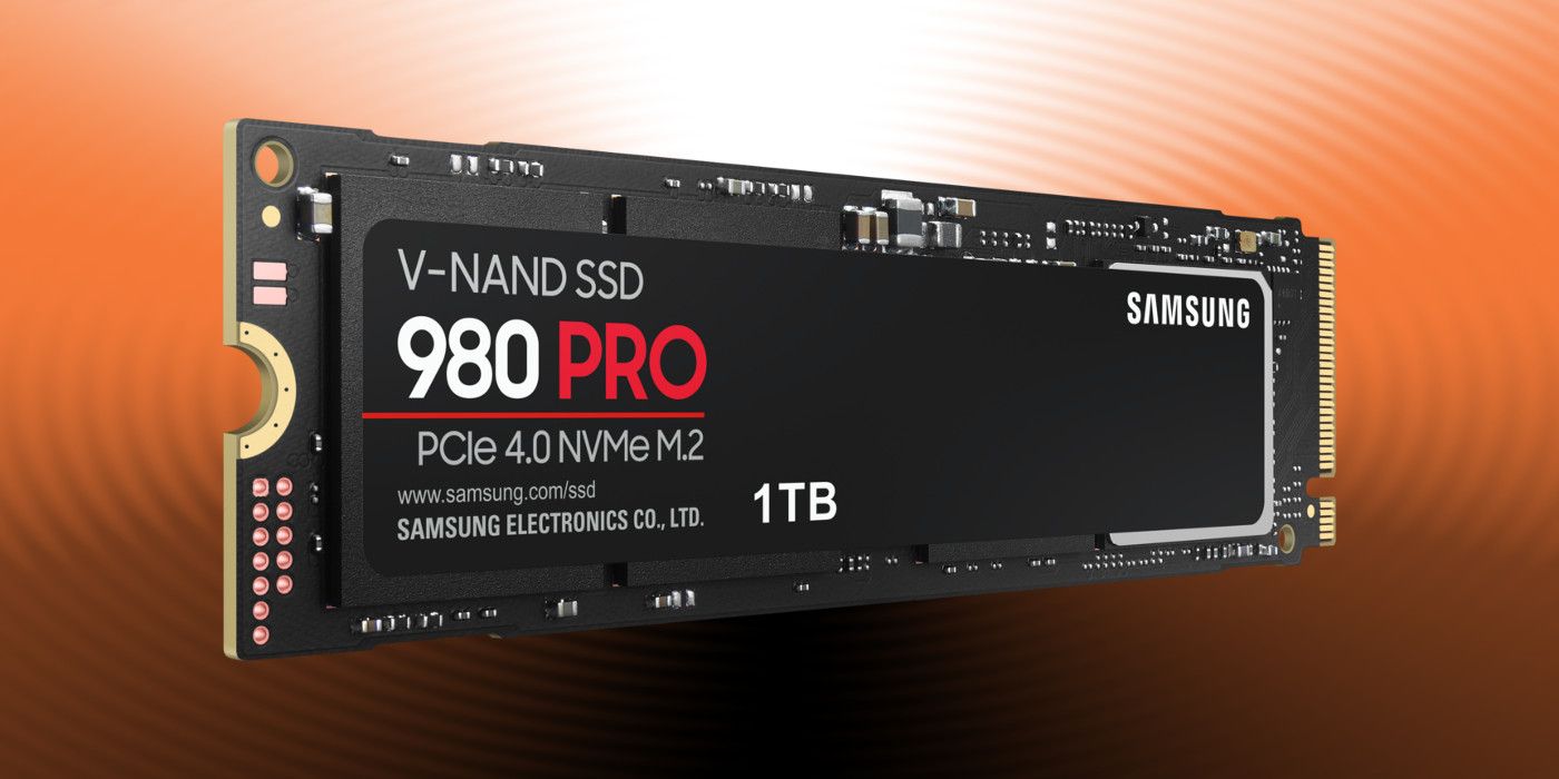 A Samsung PCIe 4.0 solid state drive, the V-NAND SSD 980 PRO.