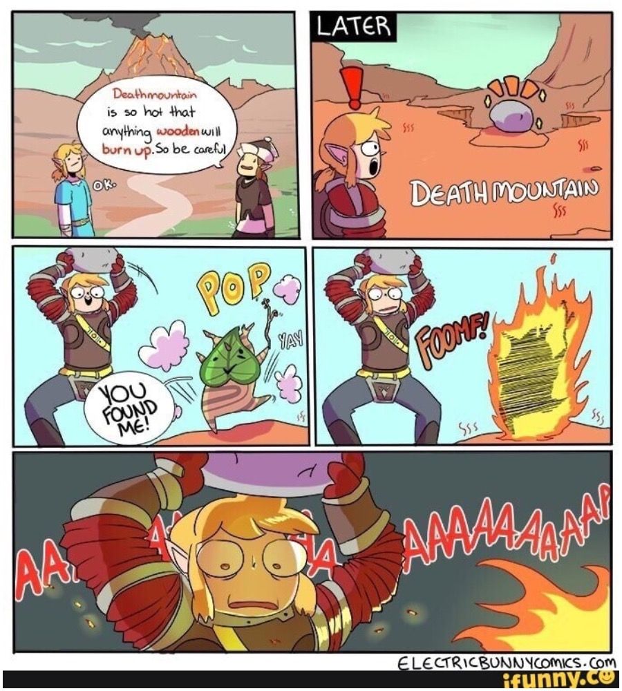 korok on death mountain burning up meme