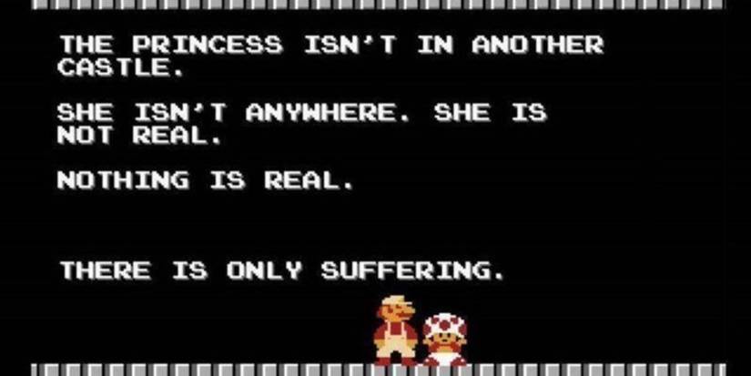 a toad telling Mario that nothing is real