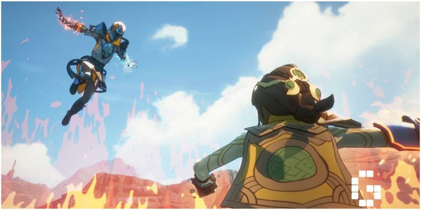 spellbreak opponent jumping over fire wall