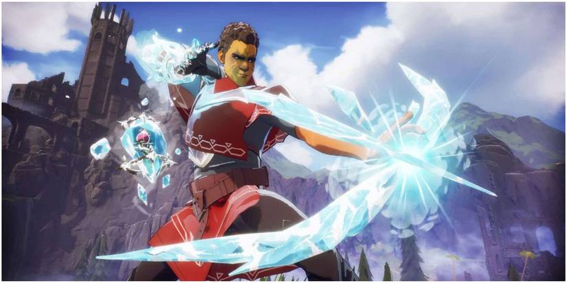 spellbreak frost gauntlet charging ice lance mid air