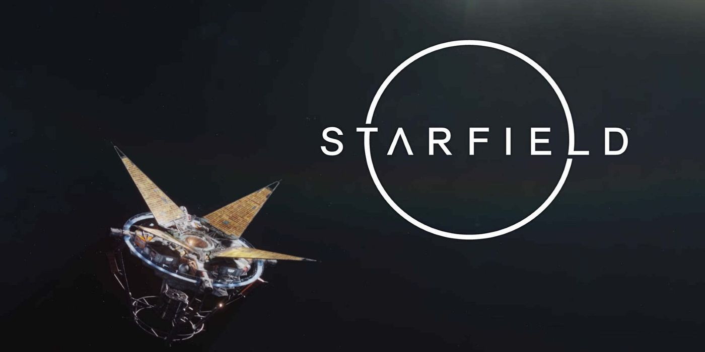 starfield ship and logo in space pitch black