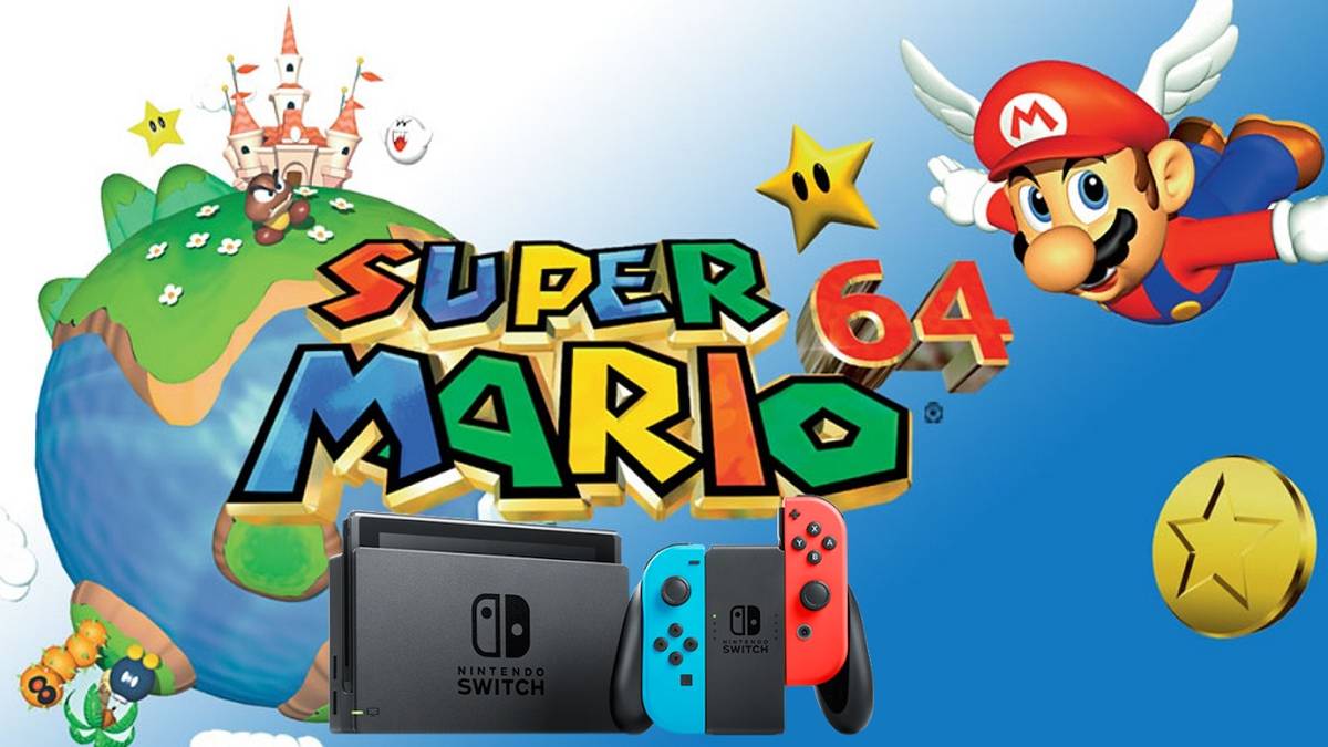 super mario 64 box art with switch