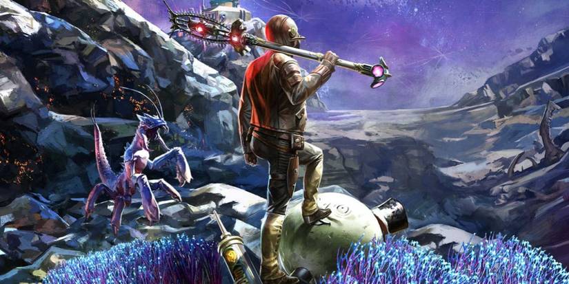 the outer worlds peril on gorgon key art closeup