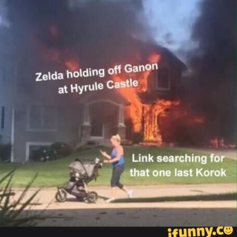 zelda holding off ganon while link searches for korok meme