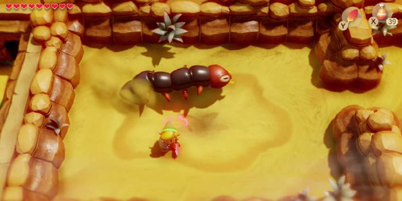 Link's Awakening battle miniboss Yanmola Yarna Desert