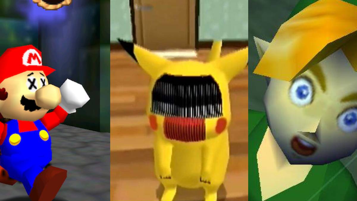 Mario Pikachu Link N64 Glitch Facial Reactions