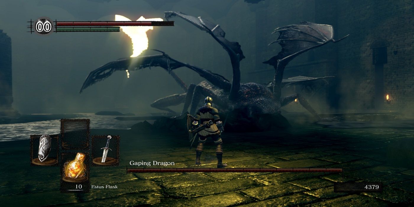 Скриншот битвы с боссом Gaping Dragon в Dark Souls