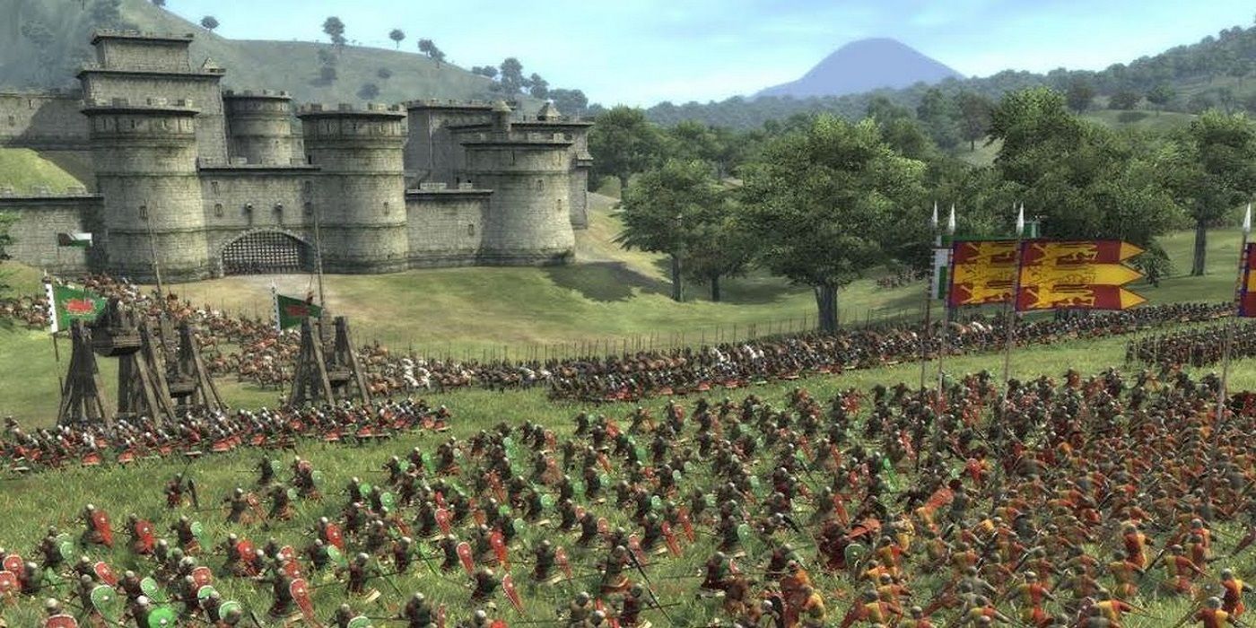 A castle siege in Medieval II: Total War