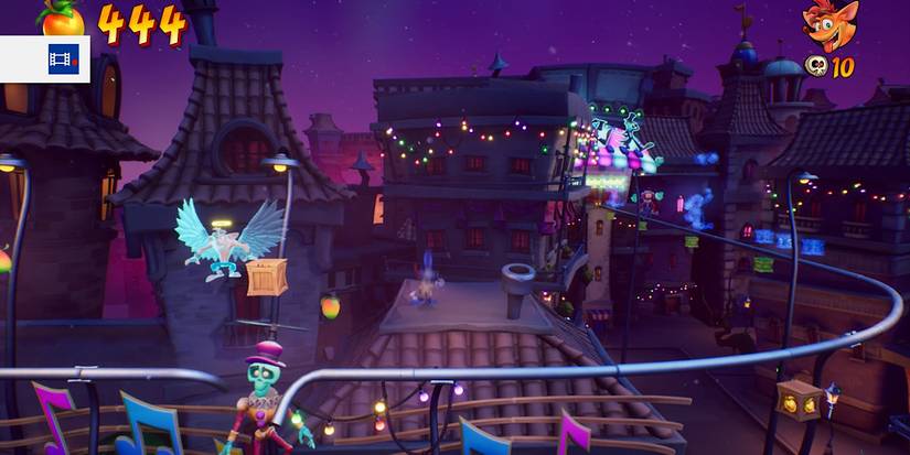 Ripper Roo in the background of the level Off Beat