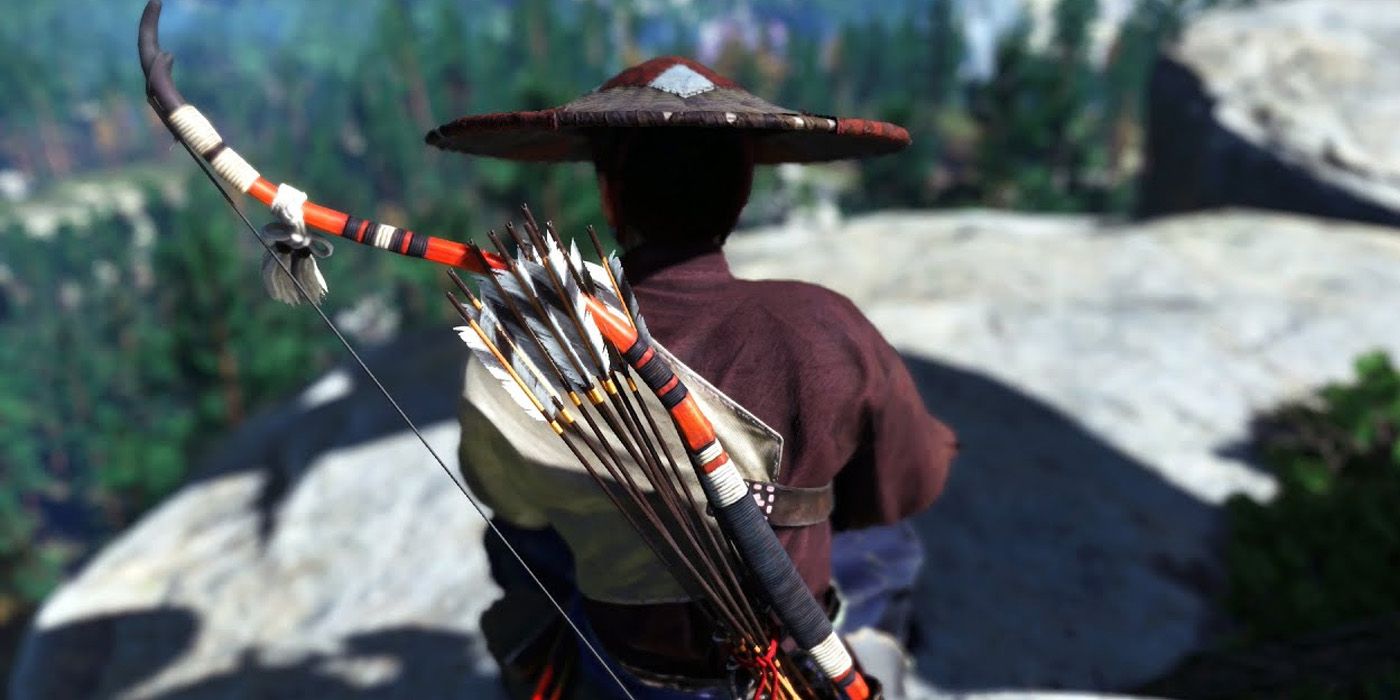 A player wielding the bow and arrow - Ghost Of Tsushima Legends Class Combinations