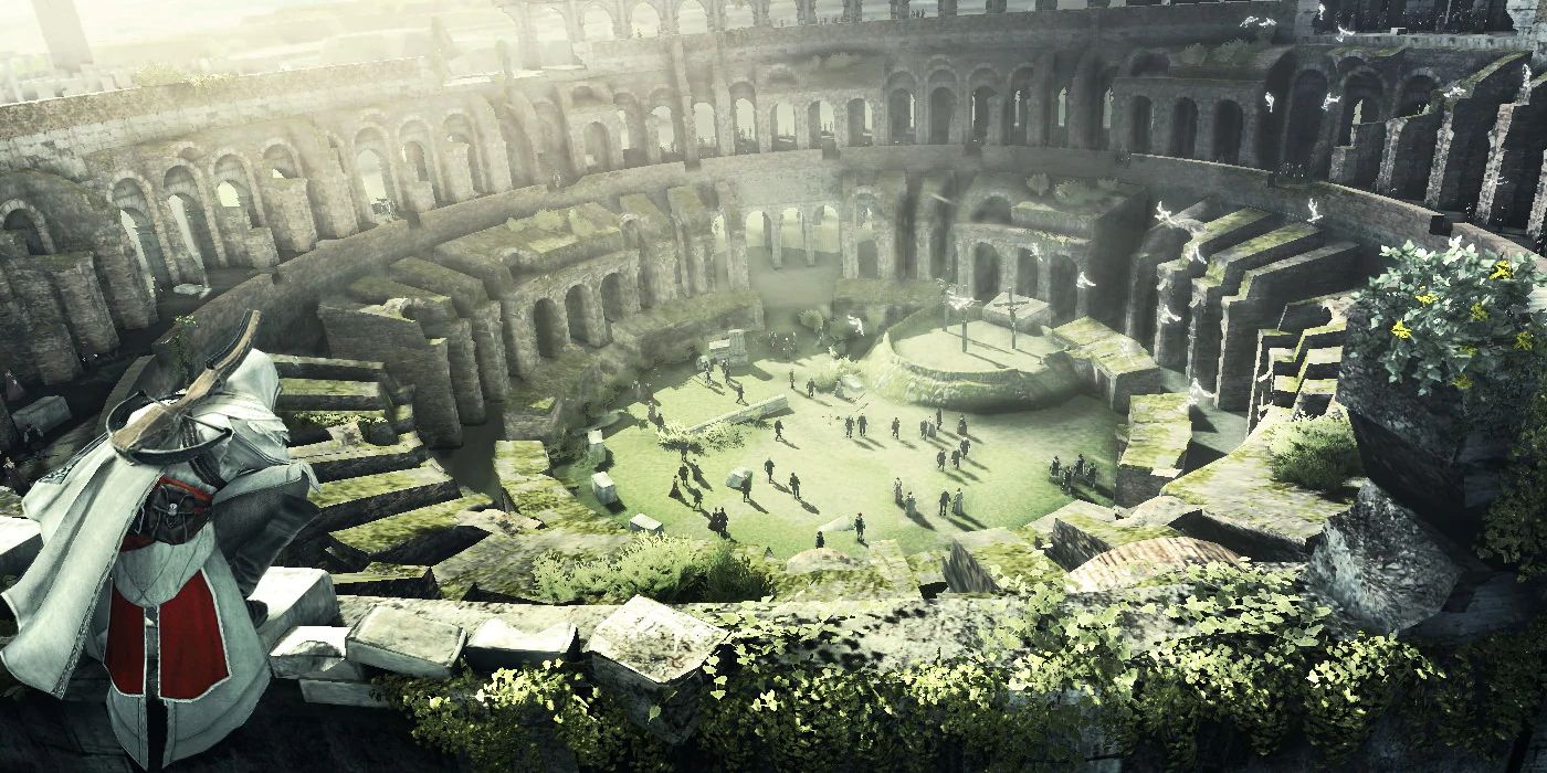 Screenshot Assassin's Creed Brotherhood Ezio Looking Over The Colliseum