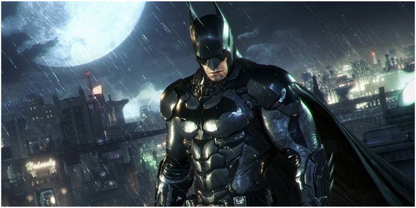 Batman overlooking the city in Arkham Knight