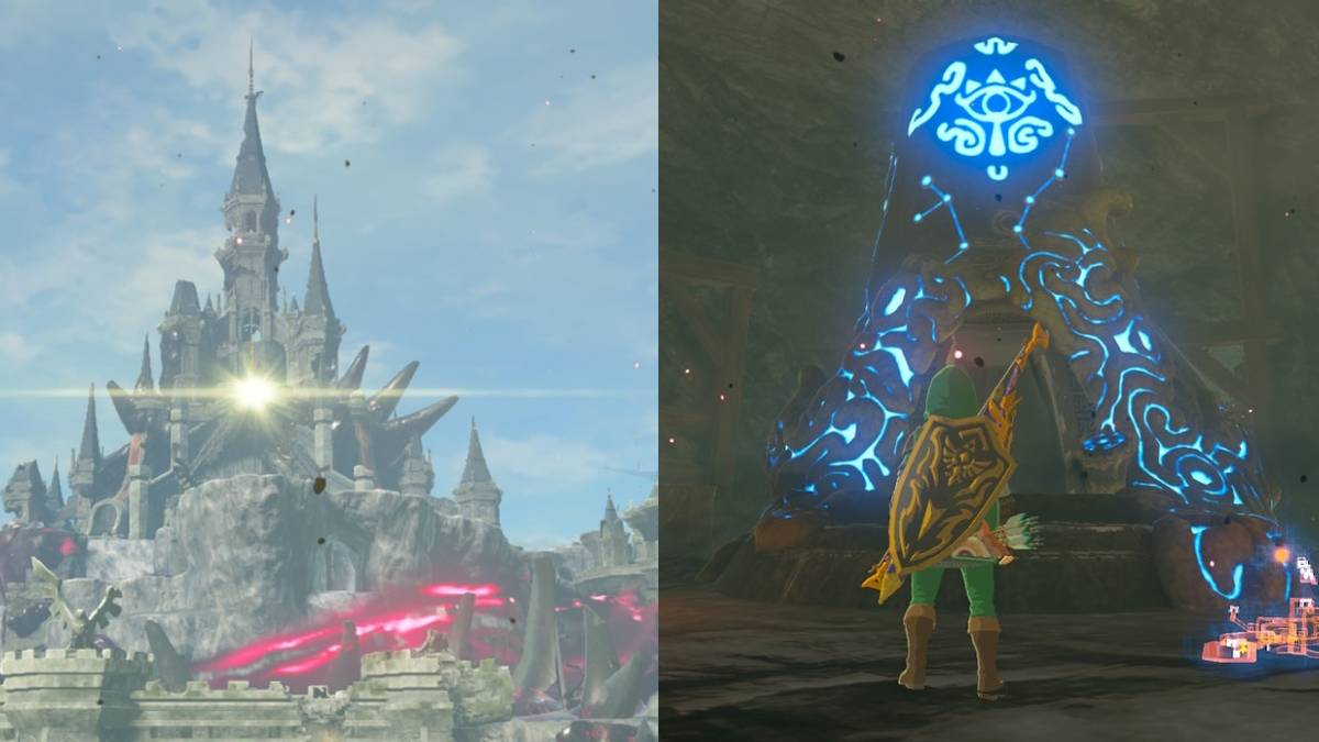 Hyrule Castle and secret Shrine from Breath of the Wild