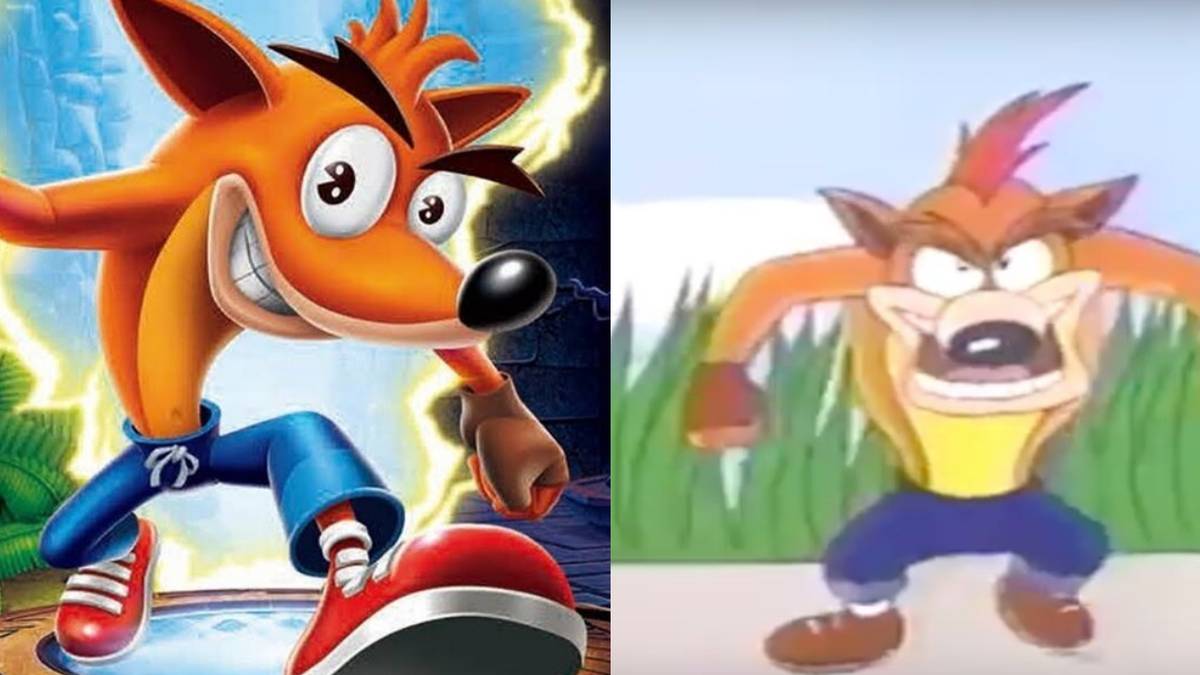 (Left) Japanese version of Crash Bandicoot (Right) Crash Bandicoot in an unused cutscene