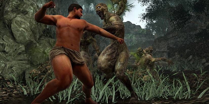 Dark Souls 2 Deprived class punching hollow.