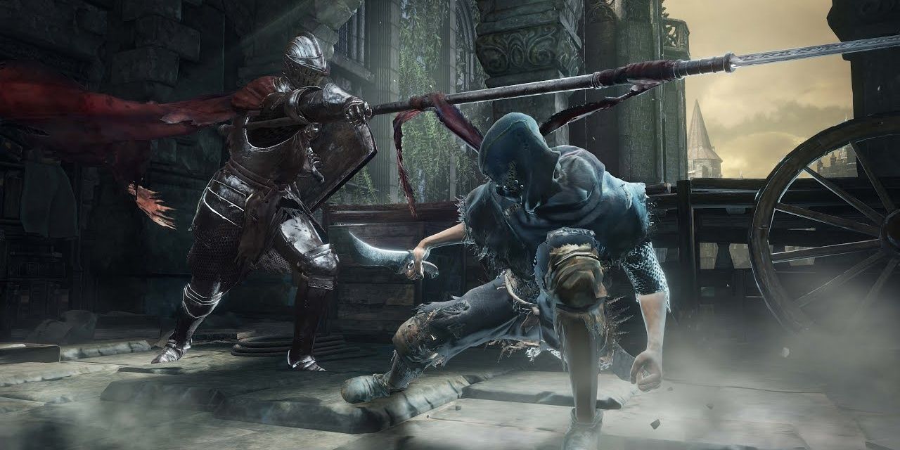 Dark Souls 3 Thief fighting Lothric Knight.