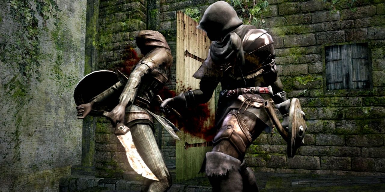 Dark Souls Remastered Thief riposting enemy.