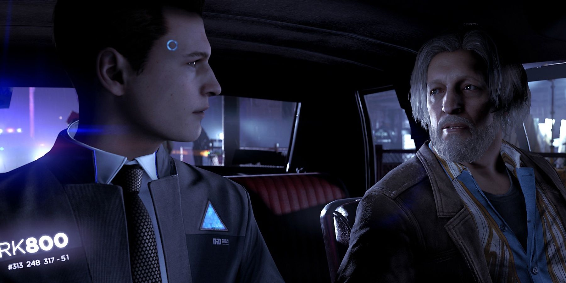 connor and hank in car